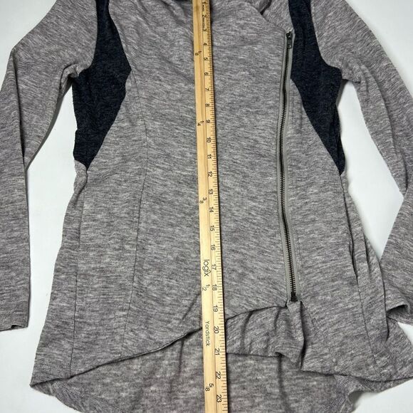 Sweat Rain Womens Gray Drape Open Cardigan Sweater Zip Pockets Size Small - Picture 5 of 7
